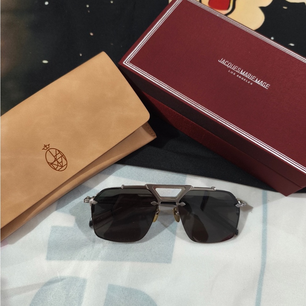 Jacques Marie Mage Men’s Sunglasses - Silver Frame with Black Lenses